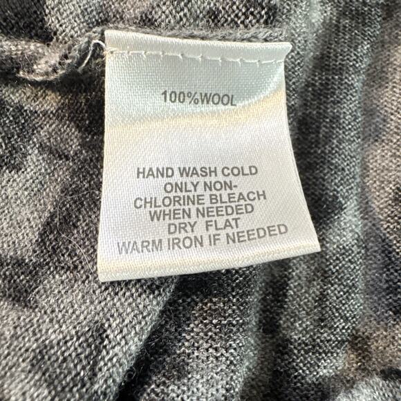 Loft Gray Black Animal Print 100% Wool Knit Sweater Dress Size M Mobwife - Picture 13 of 14